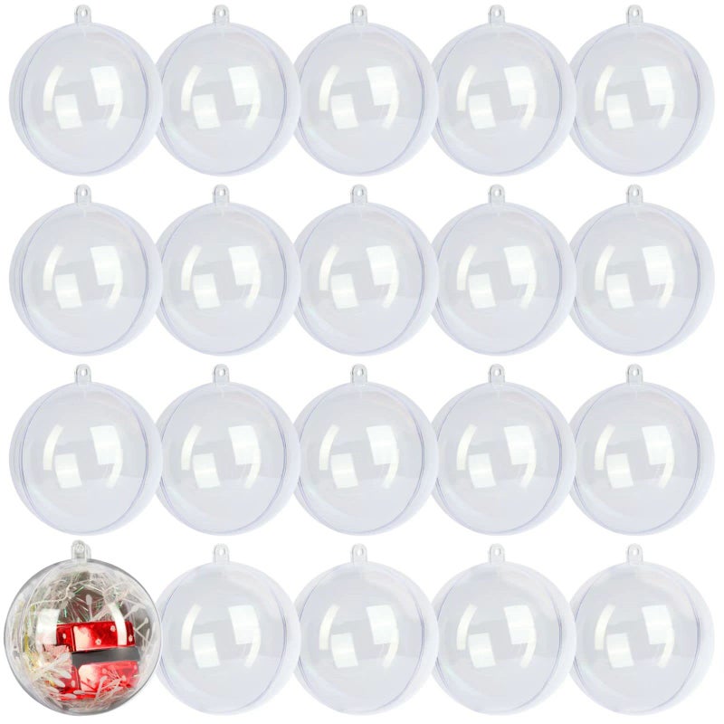 LYLYFAN 20 Pack Clear Plastic Fillable Ornament Ball 3.15''/80mm for Christmas,Holiday, Wedding,Party,Home Decor - Image 1